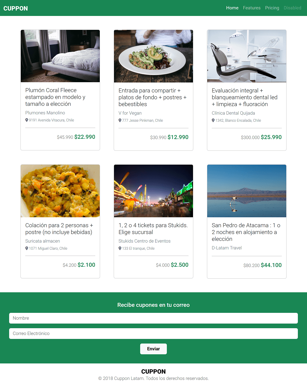 screenshot página bootstrap